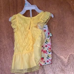 2 Pc Girl’s Set Yellow Lace Floral Pants